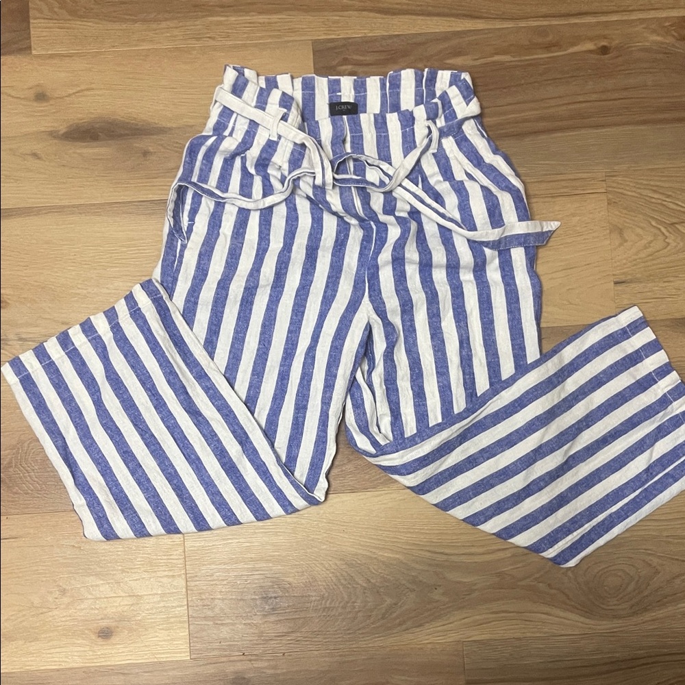 J. Crew Blue and White Striped Cropped Pants